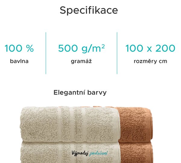 Osuška Comfort Maxi 100x200 cm krémová, 100% bavlna