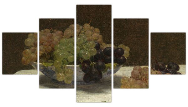 Obraz - Henri Fantin-Latour, Still Life with Grapes and a Carnation, reprodukce (125x70 cm)