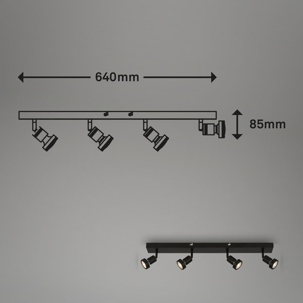 BRI 2926045 Bodové svítidlo 64 cm 4xGU10 4,9W 460lm černá (starý kód: BRI 2926-045) - BRILONER