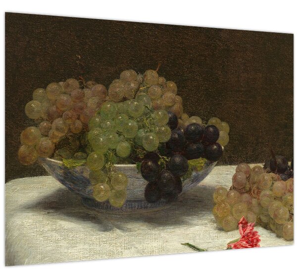 Obraz - Henri Fantin-Latour, Still Life with Grapes and a Carnation, reprodukce (70x50 cm)