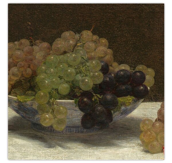 Obraz - Henri Fantin-Latour, Still Life with Grapes and a Carnation, reprodukce (30x30 cm)