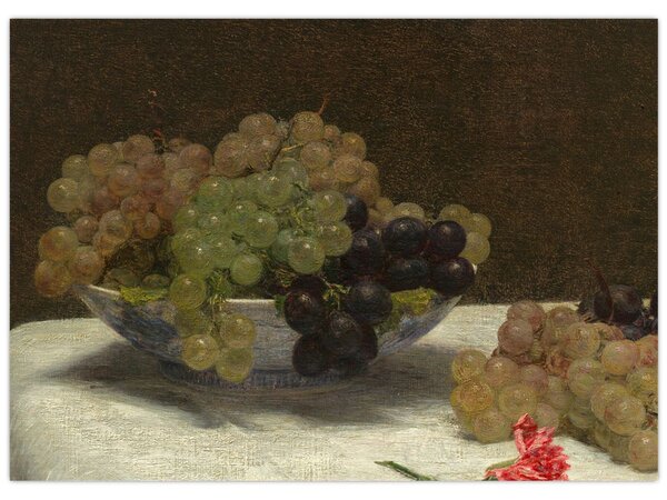 Obraz - Henri Fantin-Latour, Still Life with Grapes and a Carnation, reprodukce (70x50 cm)