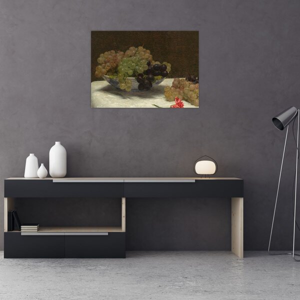 Obraz - Henri Fantin-Latour, Still Life with Grapes and a Carnation, reprodukce (70x50 cm)