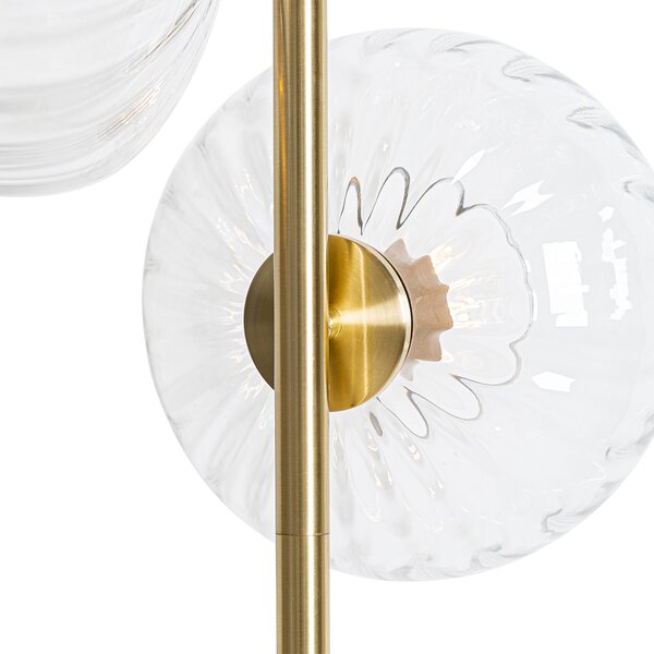 Art Deco stojací lampa zlatá se sklem 3-světlo - Ayesha