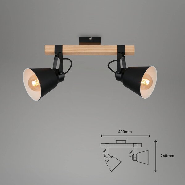 BRILO 2406-025 Bodové svítidlo 40 cm 2x E27 40W černá - BRILO