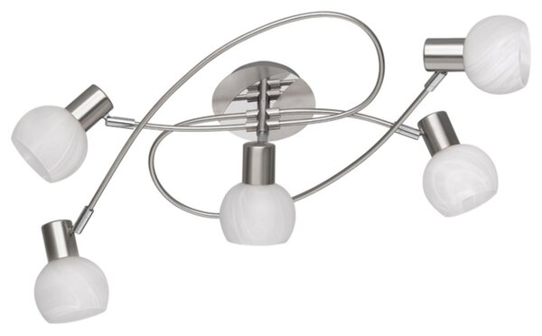 Stropní svítidlo ANTIBES matný nikl/alabastrové sklo, šířka 52 cm