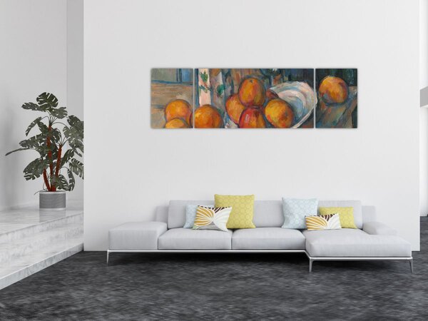 Obraz - Paul Cézanne, Still Life with Milk Jug and Fruit, reprodukce (170x50 cm)