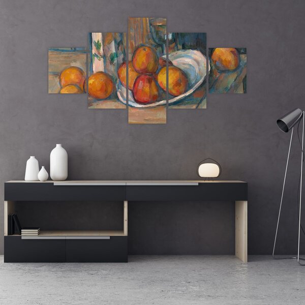 Obraz - Paul Cézanne, Still Life with Milk Jug and Fruit, reprodukce (125x70 cm)