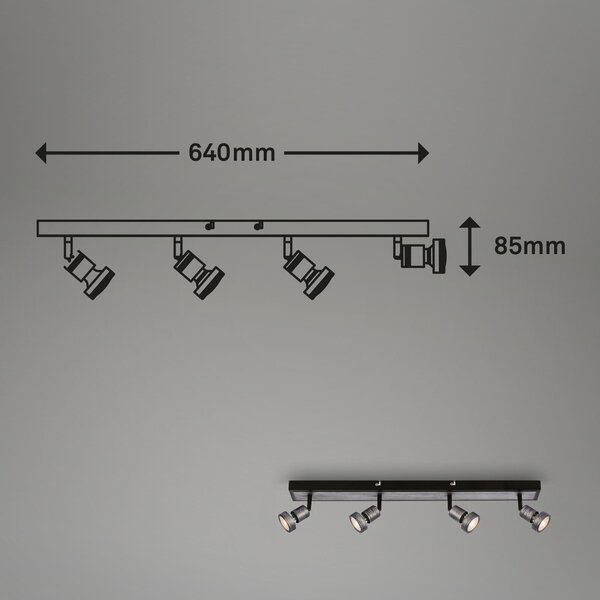 BRI 2927-044 LED bodové svítidlo, 64 cm, 4x GU10, 4,9 W, 460 lm, antická stříbrná - BRILONER