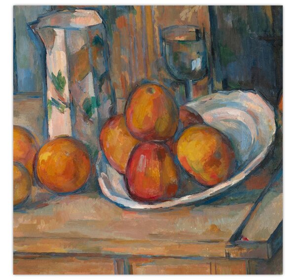 Obraz - Paul Cézanne, Still Life with Milk Jug and Fruit, reprodukce (30x30 cm)
