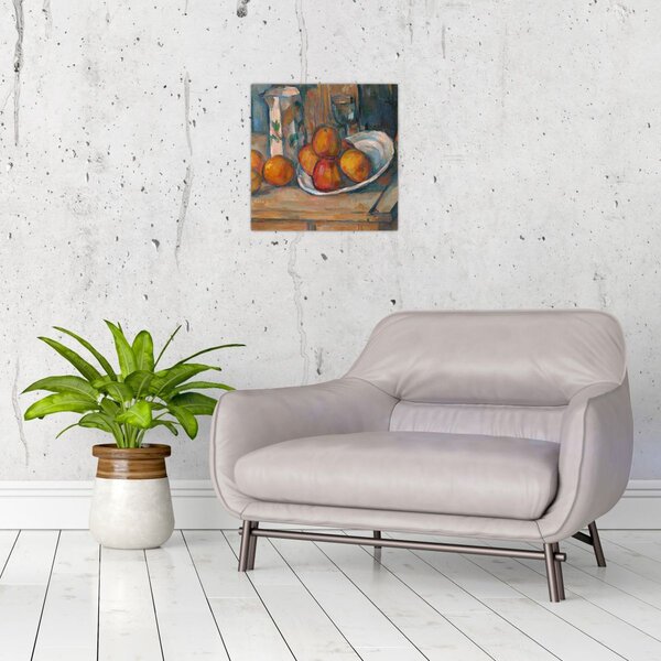 Obraz - Paul Cézanne, Still Life with Milk Jug and Fruit, reprodukce (30x30 cm)