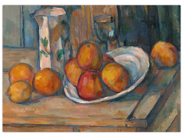 Obraz - Paul Cézanne, Still Life with Milk Jug and Fruit, reprodukce (70x50 cm)