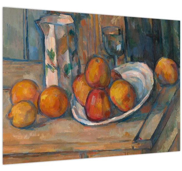 Obraz - Paul Cézanne, Still Life with Milk Jug and Fruit, reprodukce (70x50 cm)