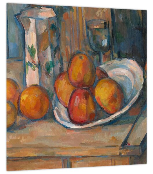 Obraz - Paul Cézanne, Still Life with Milk Jug and Fruit, reprodukce (30x30 cm)