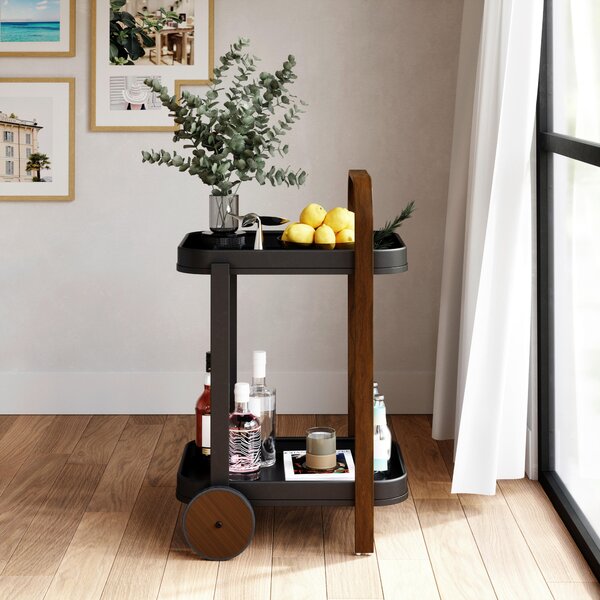 SERVÍROVACÍ VOZÍK, barvy vlašských ořechů, černá, 44/80/50 cm Umbra - Barové vozíky, Online Only