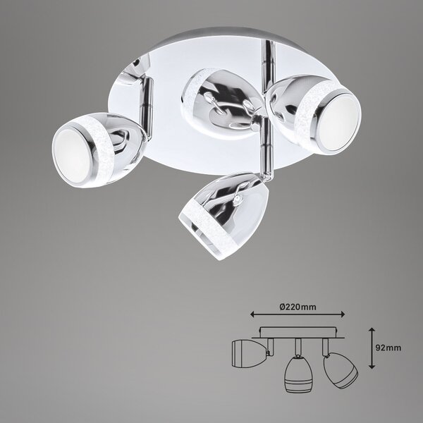 BRI 2995-038R LED bodové svítidlo pr. 22 cm 3x4W 350lm chrom - BRILONER