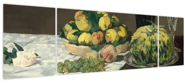 Obraz - Edouard Manet, Still Life with Melon and Peaches, reprodukce (170x50 cm)