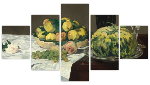 Obraz - Edouard Manet, Still Life with Melon and Peaches, reprodukce (125x70 cm)