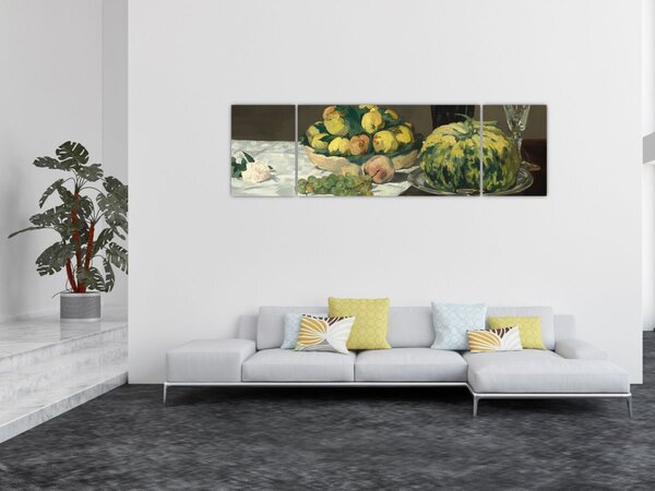 Obraz - Edouard Manet, Still Life with Melon and Peaches, reprodukce (170x50 cm)