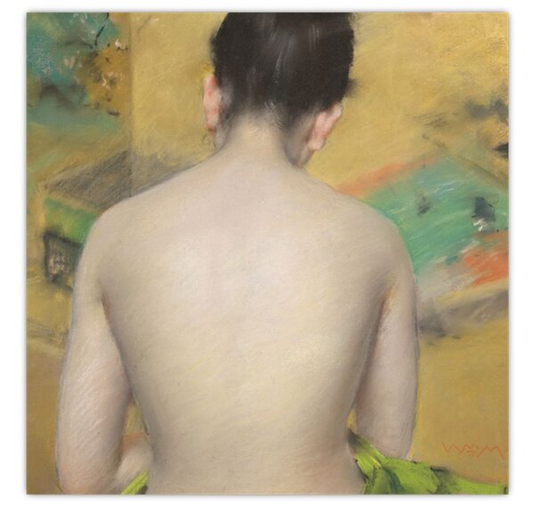 Obraz - William Merritt Chase, Study of Flesh Color and Gold, reprodukce (30x30 cm)