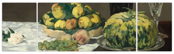 Obraz - Edouard Manet, Still Life with Melon and Peaches, reprodukce (170x50 cm)