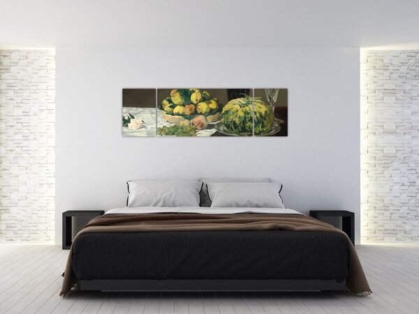 Obraz - Edouard Manet, Still Life with Melon and Peaches, reprodukce (170x50 cm)