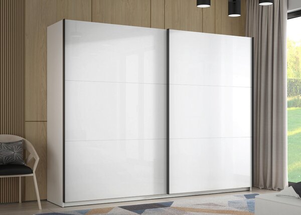 SKŘÍŇ S POSOUVACÍMI DVEŘMI, bílá, vysoce lesklá bílá, 269,9/209,7/61,2 cm home24 - Šatní skříně