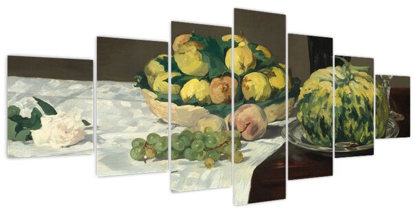 Obraz - Edouard Manet, Still Life with Melon and Peaches, reprodukce (210x100 cm)