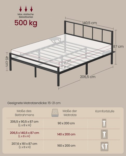 Kovová manželská postel 140 cm RMB194BD01