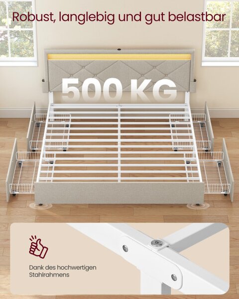 Manželská postel s LED osvětlením 160 cm RMB828LH01
