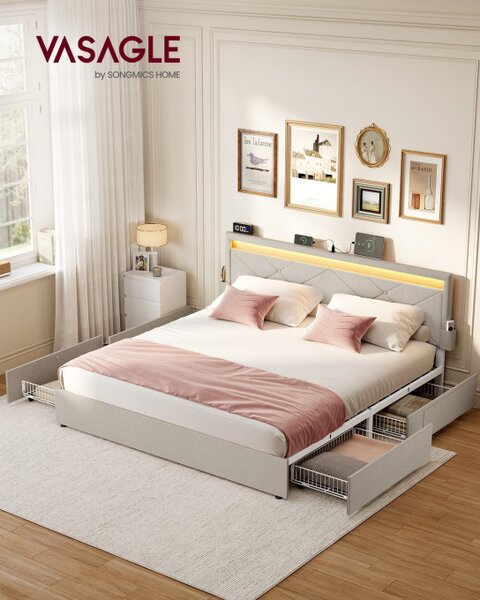 Manželská postel s LED osvětlením 160 cm RMB828LH01