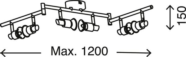 BRI 2907-062 Bodové svítidlo 120 cm 6xGU10 18W 1680lm matný nikl - BRILONER