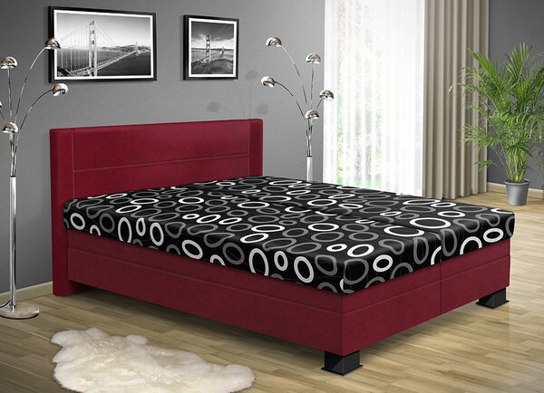 Čalouněná postel s úložným prostorem Alice 170 Barva postele: Bordo 30, Pelest: Mega 14 Černá