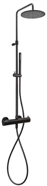 Kronenbach Lima 2.0 Black sprchová sada na stěnu s termostatem s dešťovou sprchou černá 100.2822SM