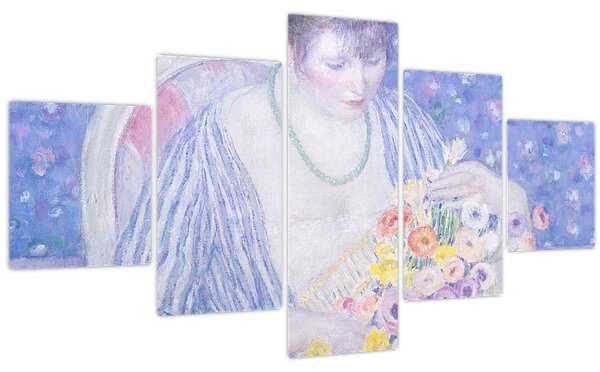 Obraz - Frederick Carl Frieseke, The Basket of Flowers, reprodukce (125x70 cm)
