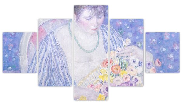 Obraz - Frederick Carl Frieseke, The Basket of Flowers, reprodukce (125x70 cm)