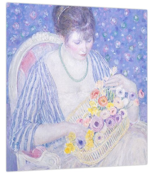 Obraz - Frederick Carl Frieseke, The Basket of Flowers, reprodukce (30x30 cm)
