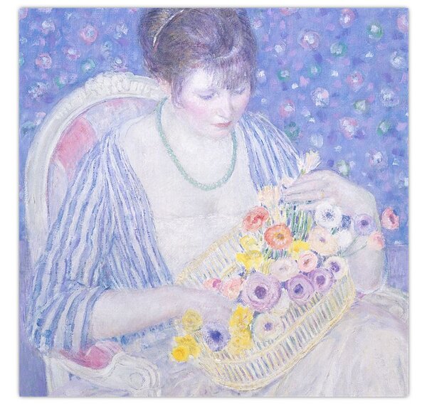Obraz - Frederick Carl Frieseke, The Basket of Flowers, reprodukce (30x30 cm)