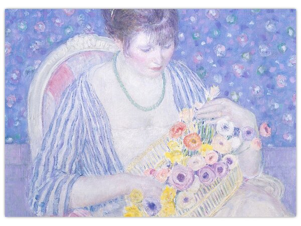 Obraz - Frederick Carl Frieseke, The Basket of Flowers, reprodukce (70x50 cm)