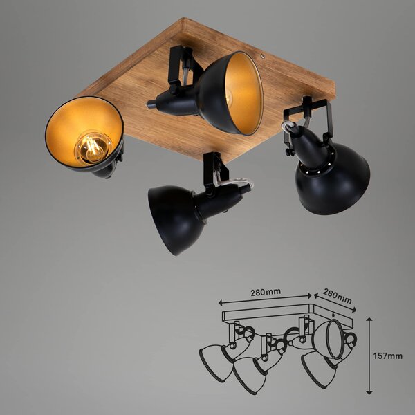 BRI 2901-045 Bodové svítidlo 28 cm 4x E14 25W černá - BRILONER