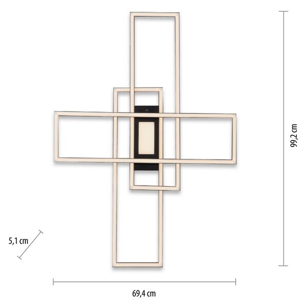 STROPNÍ LED SVÍTIDLO, 99,2/69,4/5,1 cm - Stropní svítidla