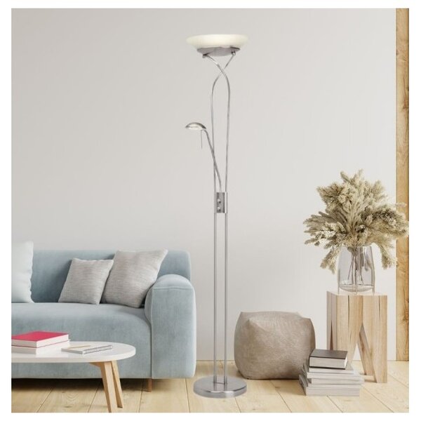 Brilliant G93036/13 Stojanová stmívatelná lampa OLLIE LED satinovaný chrom