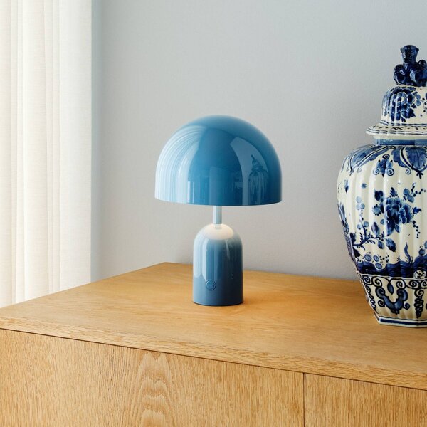 Tom Dixon Akumulátorová stolní lampa BELL PORTABLE, světle modrá 28 cm IP44, stmívatelný, Modrá, Obývací pokoj / jídelna, Plast, Design