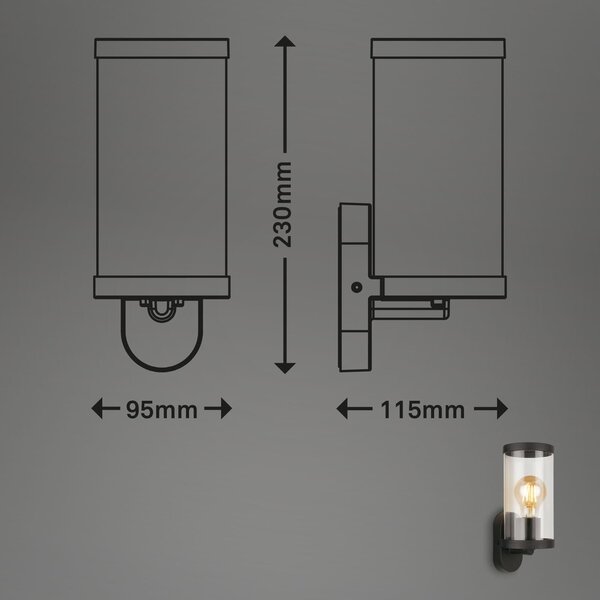 BRILO 3600-015 Venkovní svítidlo, černá, 1x E27 / max. 12W - BRILO