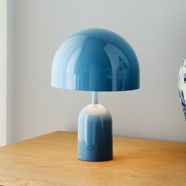 Tom Dixon Akumulátorová stolní lampa BELL PORTABLE, světle modrá 28 cm IP44, stmívatelný, Modrá, Obývací pokoj / jídelna, Plast, Design