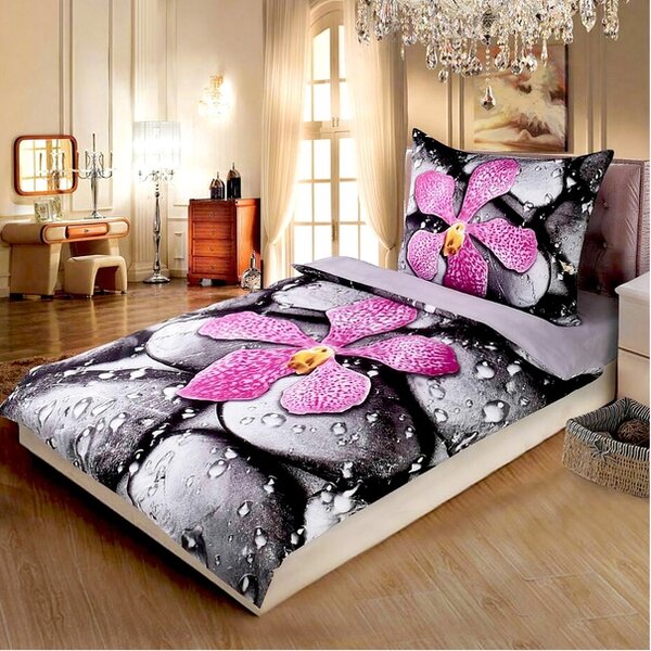 Povlečení 3D ORCHIDEA černá, 70x90 a 140x200 cm