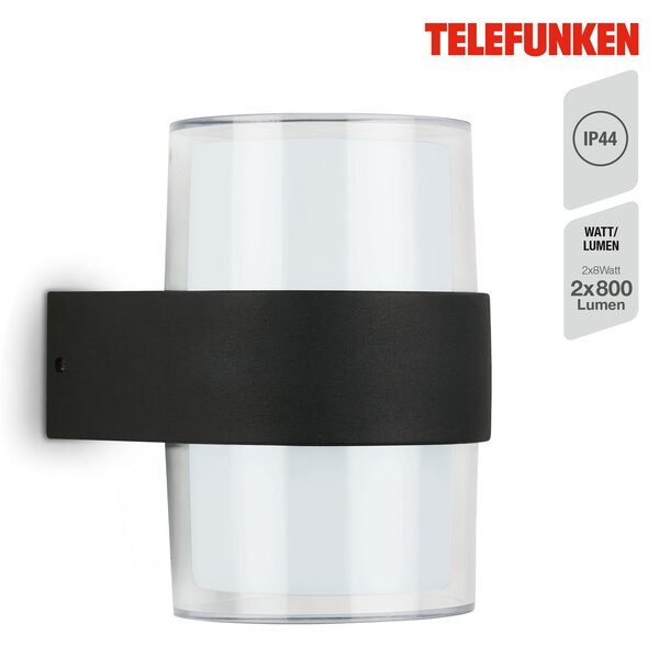 TF 320405TF TELEFUNKEN LED venkovní svítidlo, černá, 2xLED/8W - BRILONER
