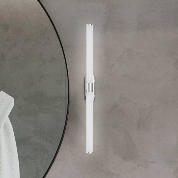 Briloner LED nástěnné světlo Runt, délka 60 cm, chrom, 4 000 K, IP44, Chrom / stříbro, Koupelna, Plast, Moderní