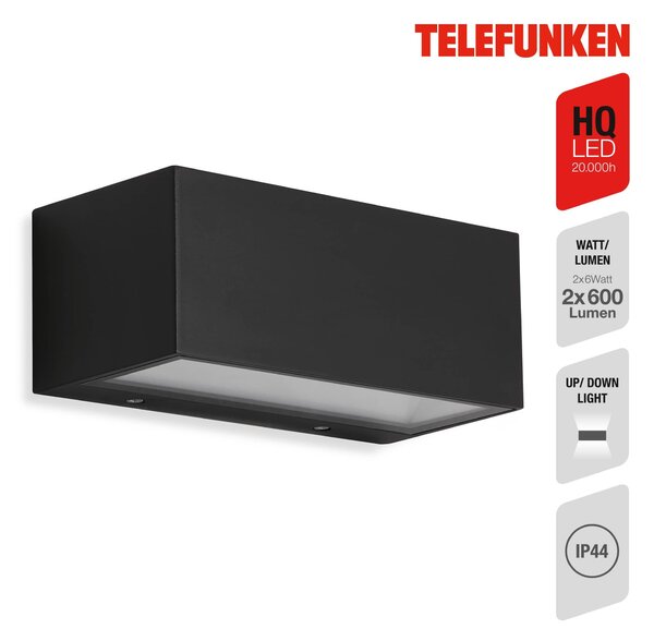 TF 314405TF TELEFUNKEN LED venkovní svítidlo 18,5 cm 6W 600lm černá - BRILONER
