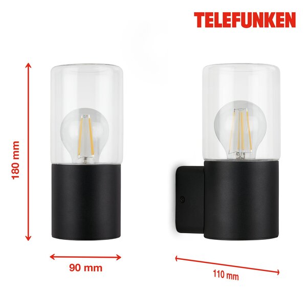TF 320505TF TELEFUNKEN Venkovní svítidlo, černá, 1x E27 - BRILONER